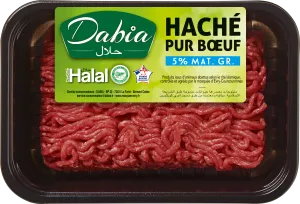 Haché de Boeuf Halal, 5%M.G 350g - DABIA