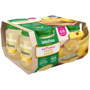 Petits pots pommes/bananes 4/6 mois 4x130g - BLEDINA