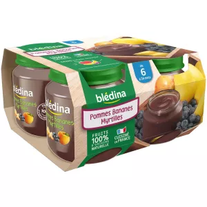 Petits pots pommes/bananes/ myrtilles dès 6mois 4x130g - BLEDINA