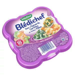 Plat bébé épinards/ carottes/ pâtes 260g - BLEDINA