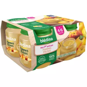 Petits pots pommes et pêches dès 4/6 mois 4x130g - BLEDINA