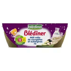 Pots courgettes/aubergines/riz dès 12 mois 2x200g - BLEDINA
