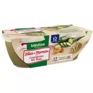 Pots courgettes/riz/veau dès 12mois 2x200g - BLEDINA