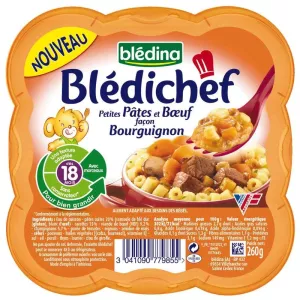Plat bébé pâtes/bœuf dès 18 mois 260g - BLEDINA