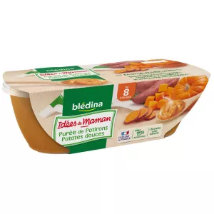 Pots potirons/patates douces dès 8mois 2x200g - BLEDINA
