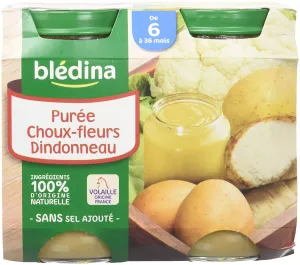 Petits pots purée choux-fleurs/ dindonneau dès 6mois 2x200g - BLEDINA