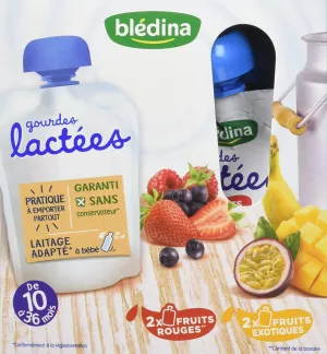 Gourdes lactées fruits rouges / fruits exotiques 4x85g - BLEDINA