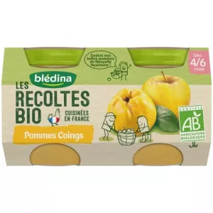 Compotes bébé pommes & coings BIO dès 4/6 mois 2x130g - BLEDINA