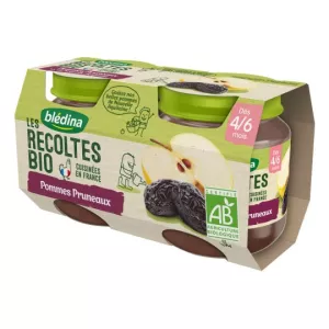 Compotes bébé pommes & pruneaux BIO dès 4/6 mois 2x130g - BLEDINA