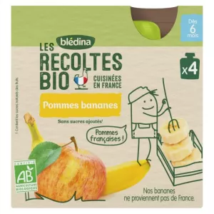 Gourde bébé BIO pommes & bananes dès 6 mois 4x90g - BLEDINA