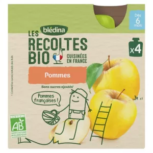 Gourde bébé BIO pommes bébé dès 6 mois 4x90g - BLEDINA
