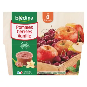 Composte di mele/ciliegie/vaniglia da 8 mesi 4x100g - BLEDINA