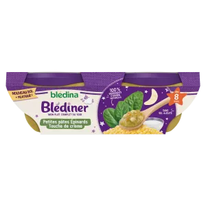 Blédiner 8 个月婴儿晚宴小奶油菠菜意大利面 2*200g - BLÉDINA