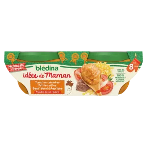 Baby dish from 8 months cooked tomatoes small beef pasta 2*200g - BLÉDINA