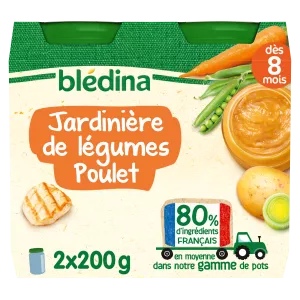生後8ヶ月の鶏野菜プランターからの小さなベビーポット 2x200g - BLEDINA