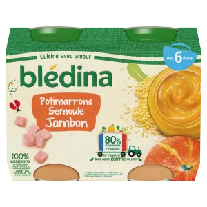 Kleine potjes pompoen- en hamgriesmeel 2x200g - BLEDINA