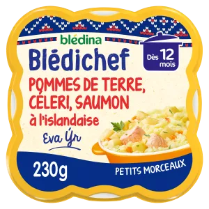 Blédichef Plat bébé dès 12 mois écrasé de pommes de terre céleri et saumon à l'islandaise 230g - BLEDINA