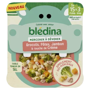 Piatto bimbo dai 15 mesi pezzetti di pasta broccoli prosciutto e tocco di panna 200g - BLEDINA