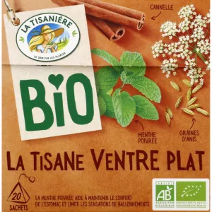 Té de hierbas orgánico para estómago plano, x20 - LA TISANIERE