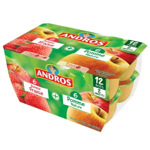 Compota de maçã morango/maçã natural 12x100g - ANDROS