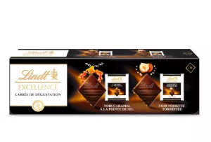 Chocolat Excellence Minis Noir Caramel Pointe De Sel & Noir Noisette Torrefiée 158g - LINDT