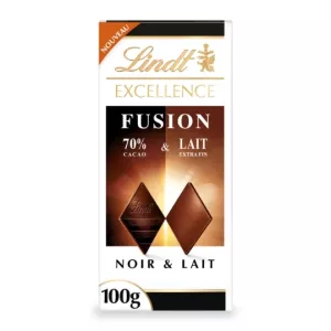 Tablette de chocolat excellence fusion noir 70% et lait 100g - LINDT
