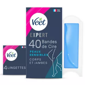 Expert Wax Strips Body and Legs Sensitive Skin Long Lasting Hair Removal - VEET