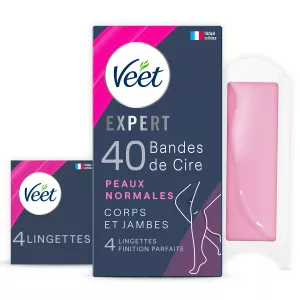 شرائح الشمع المتخصصة لإزالة شعر الجسم والساقين للبشرة العادية وتدوم طويلاً - VEET