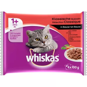 Pâtée sachet sauce viandes pour chat 4x100g - WHISKAS