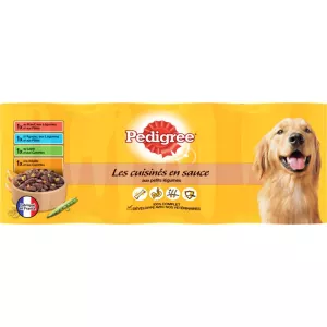 Boîtes terrines mijotées pour moyens et grands chiens Boeuf / Agneau / Lapin / Volaille 4x400g - PEDIGREE