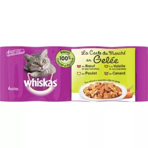Pâtée pour chat en gelée viandes/4 variétés 4x390g - WHISKAS