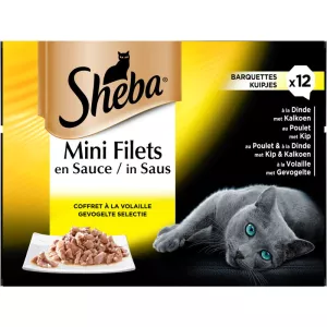 मीट सॉस में मिनी फ़िलेट कैट पाटे 12x85 ग्राम - SHEBA
