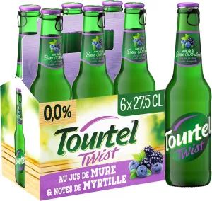 Cerveja sem álcool com sabor de amora e mirtilo, 6x27,5cl - TOURTEL