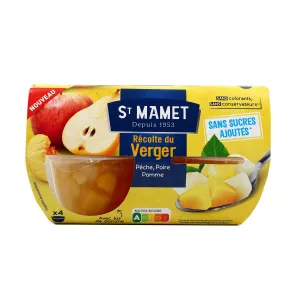 Ensaladas de frutas Peach pera y manzana 4x113g - St Mamet