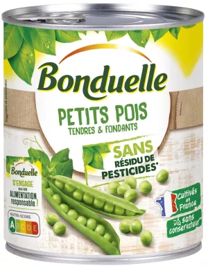 कीटनाशक अवशेषों के बिना नरम और पिघलने वाली मटर, 560 ग्राम -  BONDUELLE