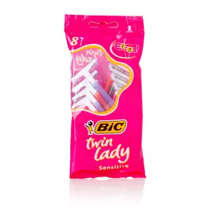 Bic Twin Lady Rasoirs Jetables Pour Femme Dotés De Deux Lames En Acier Inoxydable De Qualité Supérieure, D’une Tête Étroite Précise Et D’un Manche Léger Coloré - Pochette De 8