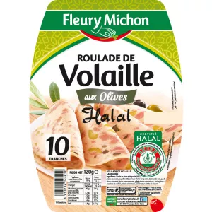 ハラールオリーブ入り鶏肉のロールード、10スライス 120g - フルーリー・ミション