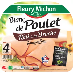 थूक भुना हुआ चिकन ब्रेस्ट, 4 स्लाइस 120 ग्राम - FLEURY MICHON
