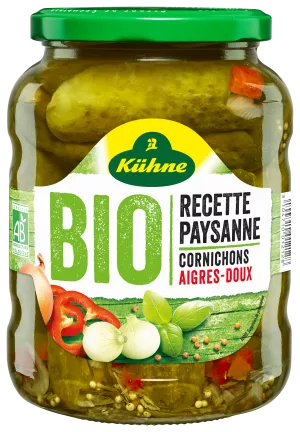 Cornichons aigre-doux Bio 380g, KUHNE