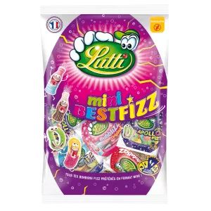 Bonbons mini best fizz sans sucres ajoutés & sans gluten 225g - LUTTI
