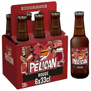 Bia nyekundu iliyoangaziwa na cherry, sio kuchujwa caster 6x33cl - PELICAN