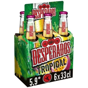 Cerveja Aromatizada com Aguardente Rum, Maracujá, Limão, Tropical 5.9° 6x33cl -desperados