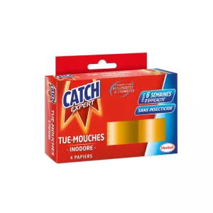 Geruchlose Fliegenpapiere x4 - CATCH