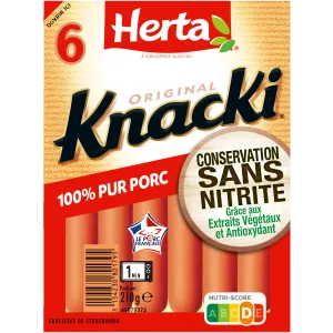 Saucisses Knacki Original 100% консервированная свинина без нитритов, 210 г - HERTA