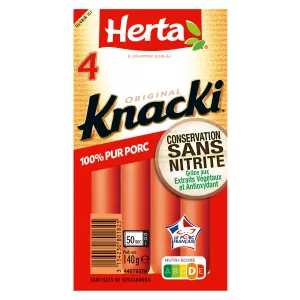 Saucisses Knacki 100% 纯猪肉，不含亚硝酸盐，140 克 - HERTA