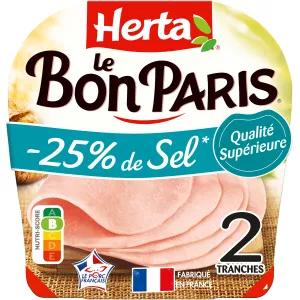 Presunto cozido Le Bon Paris -25 % de sal 2 fatias 70 g - HERTA