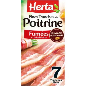 Poitrine de porc fumée au bois de hêtre, 7 tranches fines 100 g - HERTA