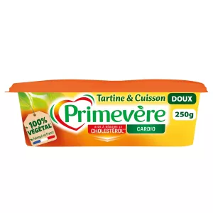 Weiche 100 % pflanzliche Margarine zum Aufstreichen und Kochen, 250 g – Primevere