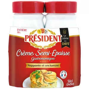 Полугустые цельные сливки 30% 2x25cl - PRESIDENT