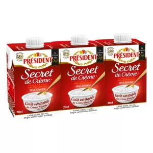 Секрет полугустых сливок 25% мг Uht 3x20cl - PRESIDENT